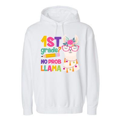 1st Grade? No Prob Llama Garment-Dyed Fleece Hoodie