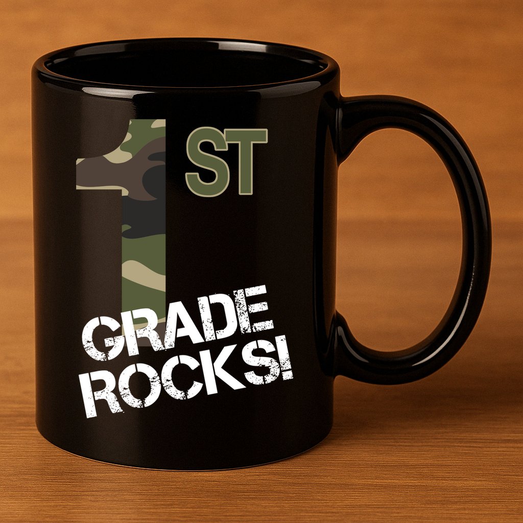 1st Grade Rocks Camo 11oz C Handle Ceramic Mug