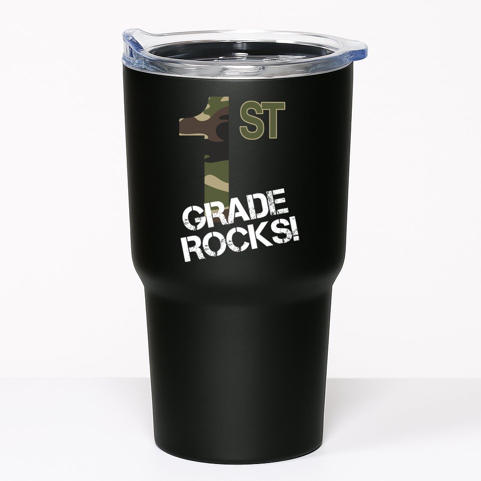 1st Grade Rocks Camo Tumbler