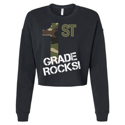 1st Grade Rocks Camo Cropped Pullover Crew
