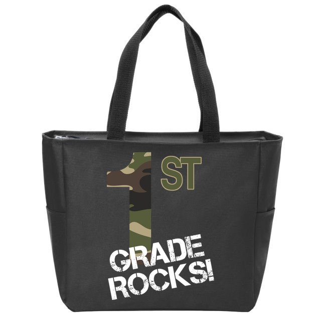 1st Grade Rocks Camo Zip Tote Bag