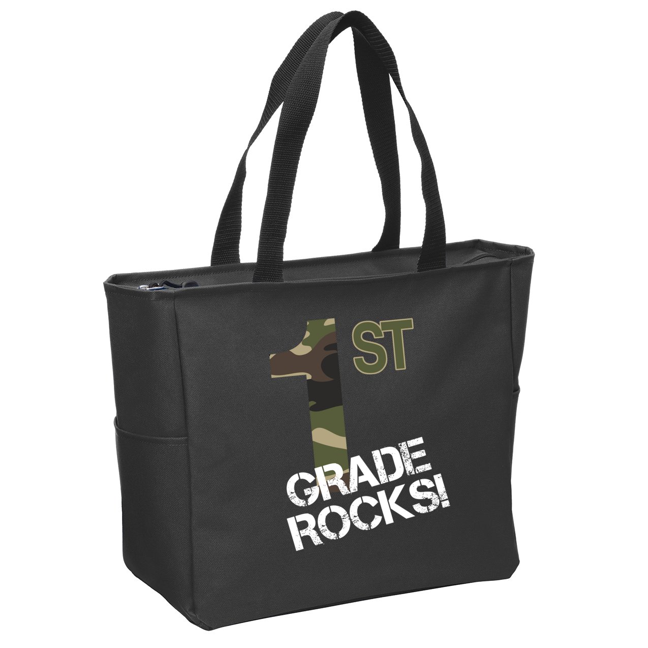 1st Grade Rocks Camo Zip Tote Bag