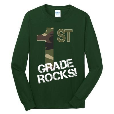 1st Grade Rocks Camo Tall Long Sleeve T-Shirt