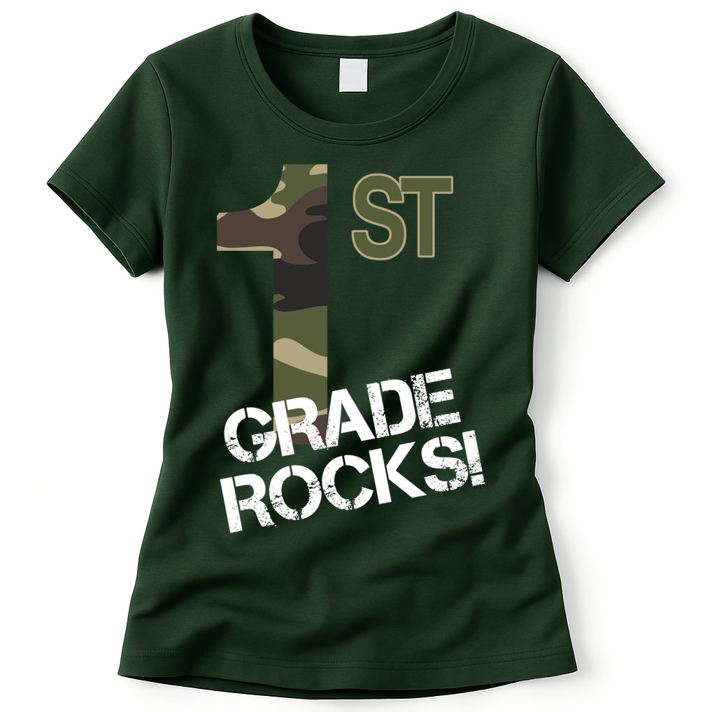 1st Grade Rocks Camo Womens T-Shirt