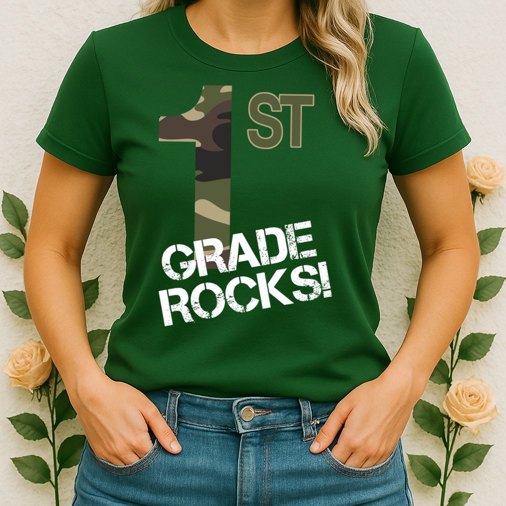1st Grade Rocks Camo Womens T-Shirt