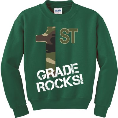 1st Grade Rocks Camo Kids Sweatshirt