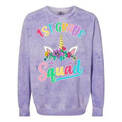 1st Grade Unicorn Squad Colorblast Crewneck Sweatshirt