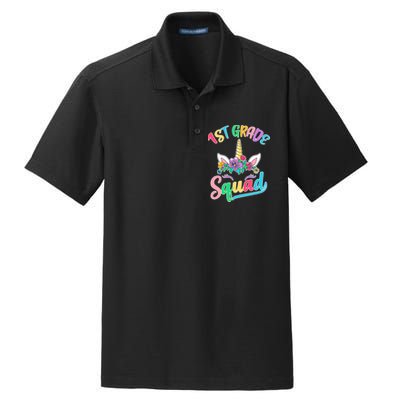 1st Grade Unicorn Squad Dry Zone Grid Polo