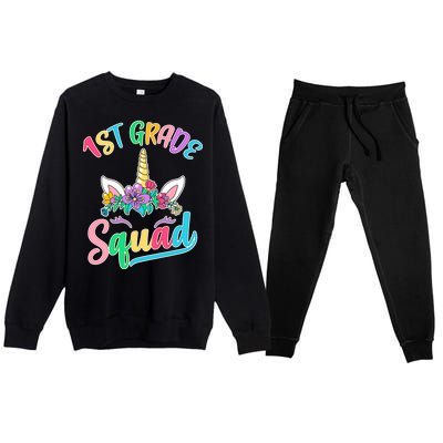 1st Grade Unicorn Squad Premium Crewneck Sweatsuit Set