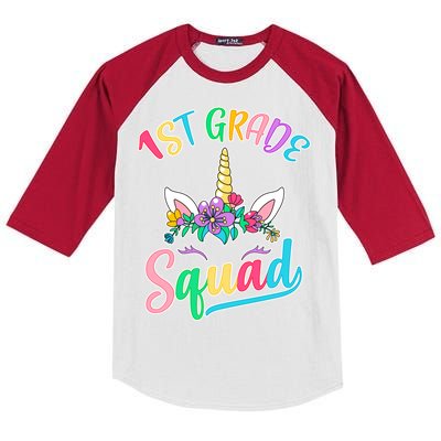 1st Grade Unicorn Squad Kids Colorblock Raglan Jersey