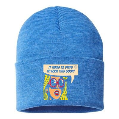 12 Steps To Look This Good Pop Art Narcotics Anonymous Funny Gift Funny Gift Sustainable Knit Beanie