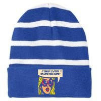 12 Steps To Look This Good Pop Art Narcotics Anonymous Funny Gift Funny Gift Striped Beanie with Solid Band