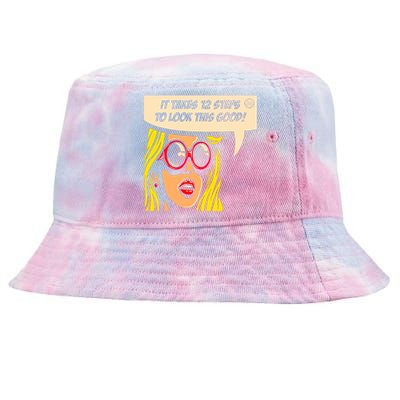 12 Steps To Look This Good Pop Art Narcotics Anonymous Funny Gift Funny Gift Tie-Dyed Bucket Hat