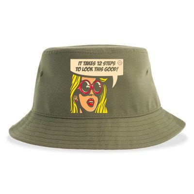 12 Steps To Look This Good Pop Art Narcotics Anonymous Funny Gift Funny Gift Sustainable Bucket Hat