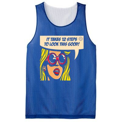 12 Steps To Look This Good Pop Art Narcotics Anonymous Funny Gift Funny Gift Mesh Reversible Basketball Jersey Tank