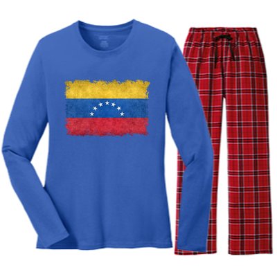 1930 To 1954 Seven Star Flag Of Venezuela Grungy Style Great Gift Women's Long Sleeve Flannel Pajama Set 