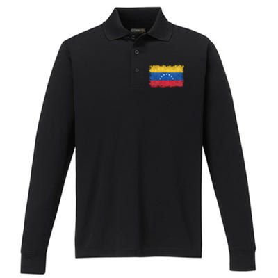 1930 To 1954 Seven Star Flag Of Venezuela Grungy Style Performance Long Sleeve Polo