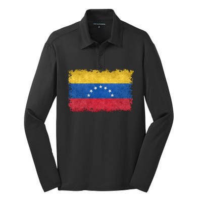 1930 To 1954 Seven Star Flag Of Venezuela Grungy Style Silk Touch Performance Long Sleeve Polo