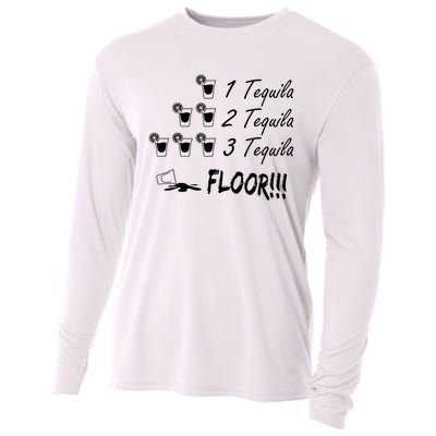 1 Tequila 2 Tequila 3 Tequila Floor Funny Party Drinking GIFT Cooling Performance Long Sleeve Crew