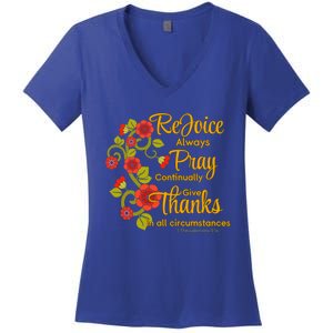 1 Thessalonians 5:1618 Rejoice Always Pray Give Thanks Gift Women's V-Neck T-Shirt