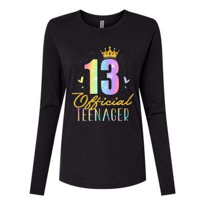 13 Teenager Crown 13 Year Old Tie Dye 13th Birthday Womens Cotton Relaxed Long Sleeve T-Shirt