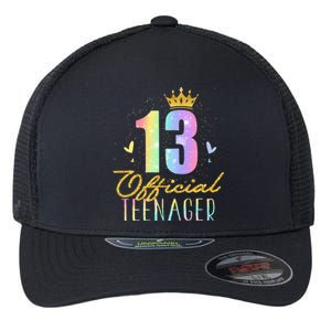 13 Teenager Crown 13 Year Old Tie Dye 13th Birthday Flexfit Unipanel Trucker Cap