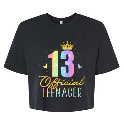 13 Teenager Crown 13 Year Old Tie Dye 13th Birthday Bella+Canvas Jersey Crop Tee