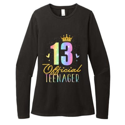 13 Teenager Crown 13 Year Old Tie Dye 13th Birthday Womens CVC Long Sleeve Shirt