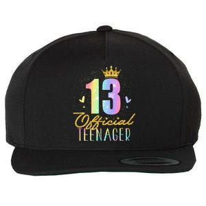 13 Teenager Crown 13 Year Old Tie Dye 13th Birthday Wool Snapback Cap