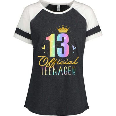 13 Teenager Crown 13 Year Old Tie Dye 13th Birthday Enza Ladies Jersey Colorblock Tee