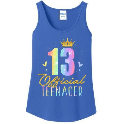 13 Teenager Crown 13 Year Old Tie Dye 13th Birthday Ladies Essential Tank