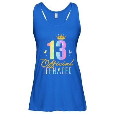 13 Teenager Crown 13 Year Old Tie Dye 13th Birthday Ladies Essential Flowy Tank