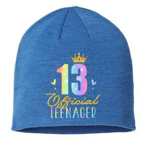 13 Teenager Crown 13 Year Old Tie Dye 13th Birthday Sustainable Beanie