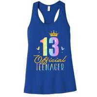 13 Teenager Crown 13 Year Old Tie Dye 13th Birthday Women's Racerback Tank