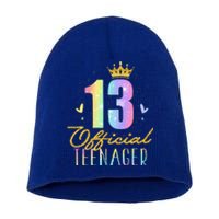 13 Teenager Crown 13 Year Old Tie Dye 13th Birthday Short Acrylic Beanie