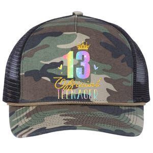 13 Teenager Crown 13 Year Old Tie Dye 13th Birthday Retro Rope Trucker Hat Cap