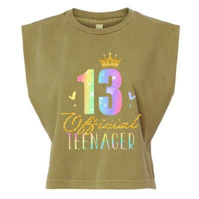 13 Teenager Crown 13 Year Old Tie Dye 13th Birthday Garment-Dyed Women's Muscle Tee