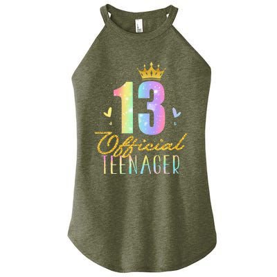 13 Teenager Crown 13 Year Old Tie Dye 13th Birthday Women's Perfect Tri Rocker Tank