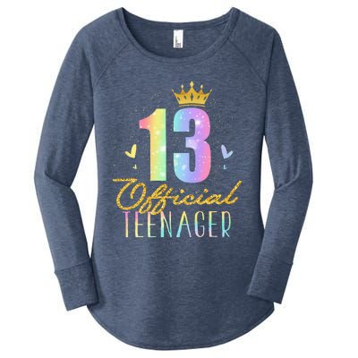 13 Teenager Crown 13 Year Old Tie Dye 13th Birthday Women's Perfect Tri Tunic Long Sleeve Shirt