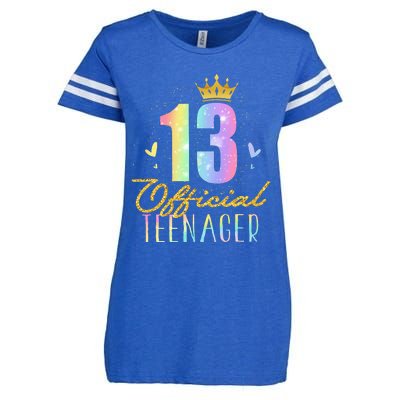 13 Teenager Crown 13 Year Old Tie Dye 13th Birthday Enza Ladies Jersey Football T-Shirt