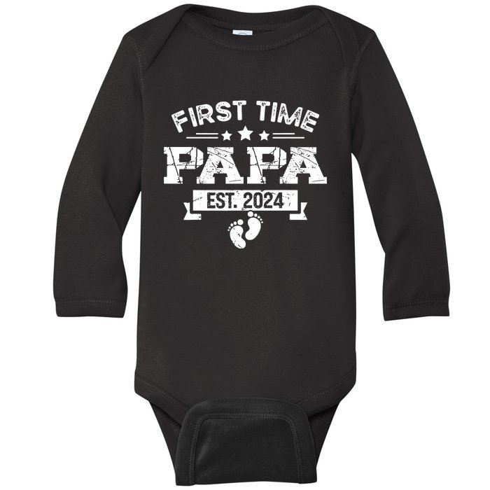 1st Time Dad 2024 New First Fathers Day Soon To Be Papa Baby Long Sleeve Bodysuit