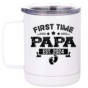 1st Time Dad 2024 New First Fathers Day Soon To Be Papa 12 oz Stainless Steel Tumbler Cup