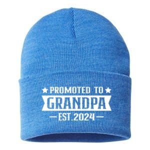 1st Time Grandpa Est 2024 Gift New First Time Grandpa 2024 Funny Gift Sustainable Knit Beanie