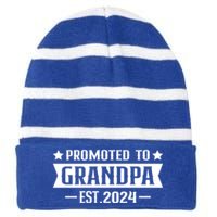 1st Time Grandpa Est 2024 Gift New First Time Grandpa 2024 Funny Gift Striped Beanie with Solid Band