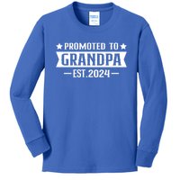 1st Time Grandpa Est 2024 Gift New First Time Grandpa 2024 Funny Gift Kids Long Sleeve Shirt