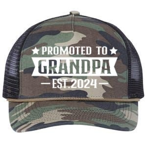 1st Time Grandpa Est 2024 Gift New First Time Grandpa 2024 Funny Gift Retro Rope Trucker Hat Cap