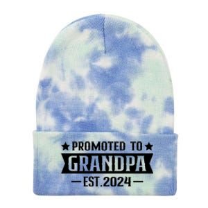 1st Time Grandpa Est 2024 Gift New First Time Grandpa 2024 Funny Gift Tie Dye 12in Knit Beanie