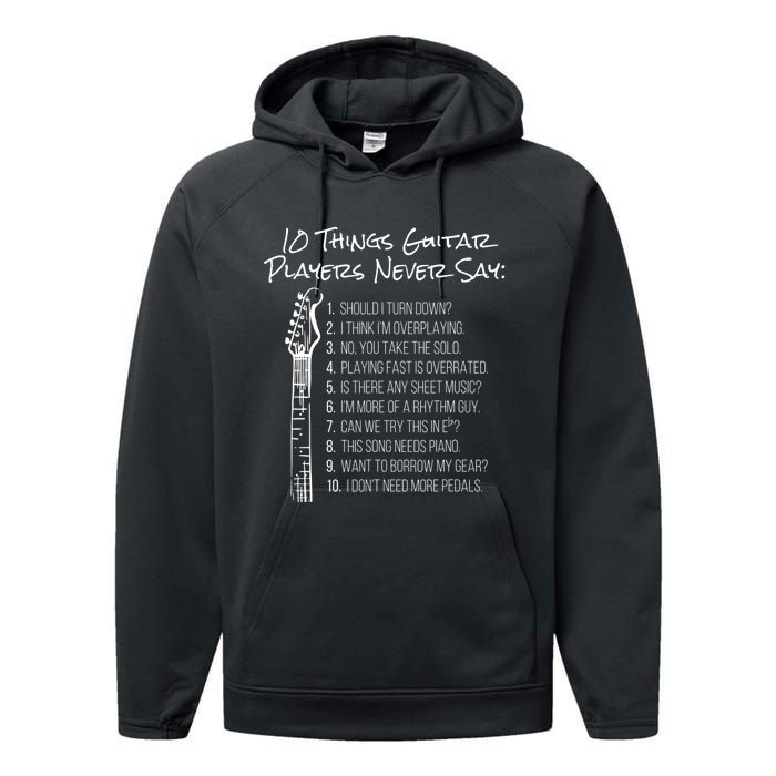 10 Things Guitar Players Never Say Funny Electric Guitar Performance Fleece Hoodie