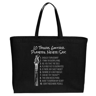 10 Things Guitar Players Never Say Funny Electric Guitar Cotton Canvas Jumbo Tote