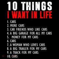10 Things I Want In My Life Funny Car Lovers Flatbill Hat